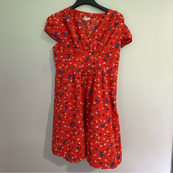 Hi There Karen Walker Size 12 Dress Basque Floral‎ Red Anthropologie - Picture 1 of 7
